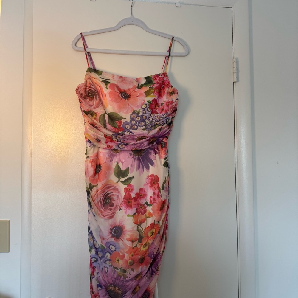 Express Pink and Purple Midi Dress